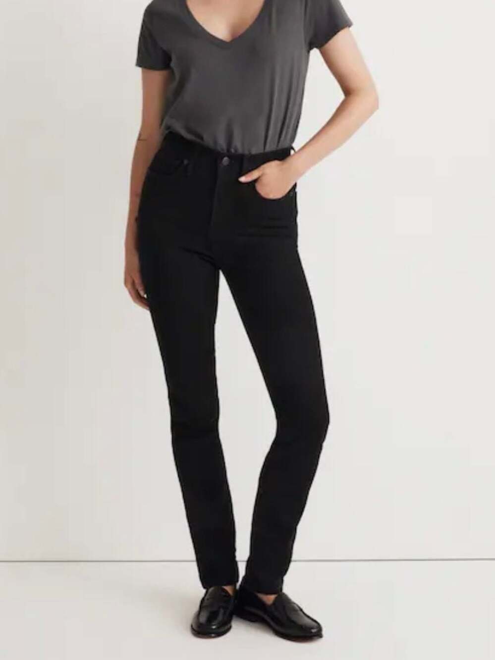 Madewell Stovepipe Jeans in Black Rinse Wash Size 26